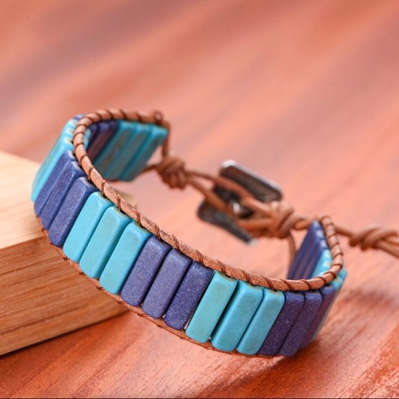 Jewelry - Natural Stone Leather Wrap Chakra Bracelet